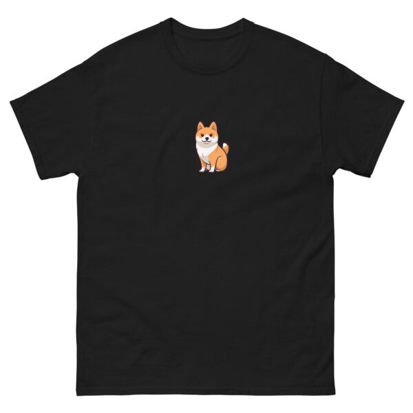 Graphic t-shirt of a friendly Shiba Inu dog.