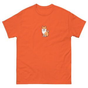 Graphic t-shirt of a friendly Shiba Inu dog.