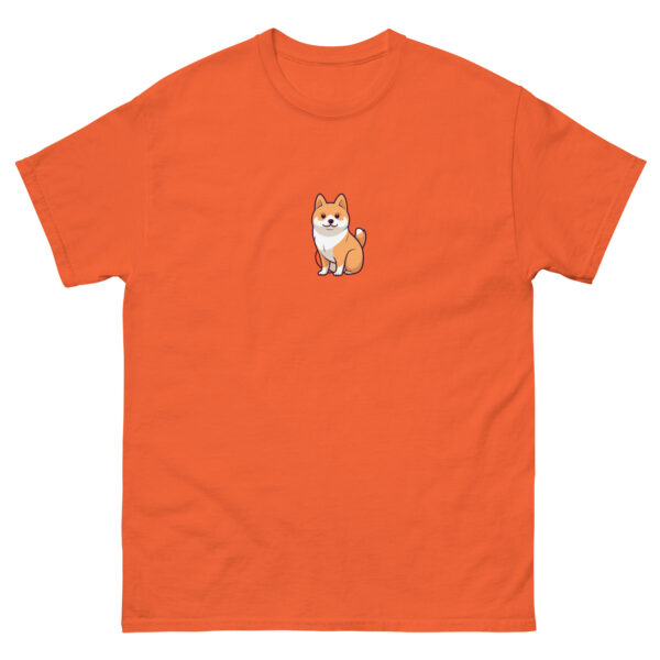 Graphic t-shirt of a friendly Shiba Inu dog.