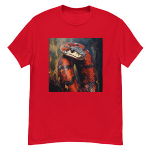 Men's classic graphic t-shirt featuring a majestic milk snake, showcasing its vibrant colors and striking pattern.