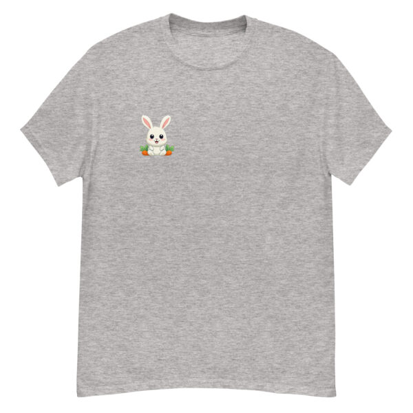 Men's classic graphic t-shirt featuring a friendly rabbit holding a carrot, adding charm and whimsy to your wardrobe