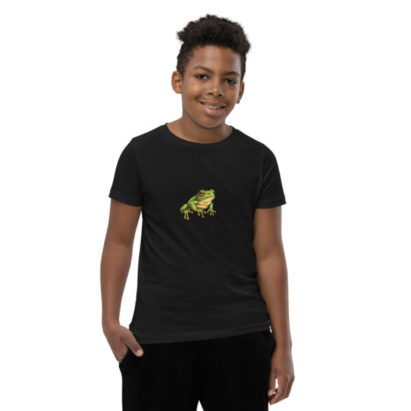 Youth classic graphic t-shirt featuring a clean and colorful image of a tree frog, adding vibrancy and nature-inspired style to your wardrobe.