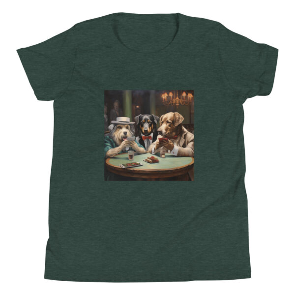 Youth T-shirt featuring a classic scene of dogs playing poker around a table, capturing the humorous and iconic artwork.