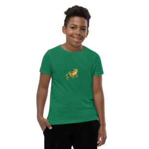 Youth classic graphic t-shirt featuring a clean and colorful image of a tree frog, adding vibrancy and nature-inspired style to your wardrobe.