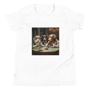 Youth T-shirt featuring a classic scene of dogs playing poker around a table, capturing the humorous and iconic artwork.