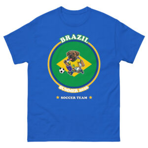 Team Brazil Soccer Shirt with Fila in soccer gear and Brazilian flag design by Mypetstee