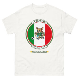 Team Mexico Soccer Shirt with Chihuahua in soccer gear and Mexican flag design by Mypetstee