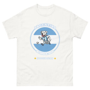 Team Argentina Soccer Shirt with Dogo in soccer gear and Argentine flag design by Mypetstee
